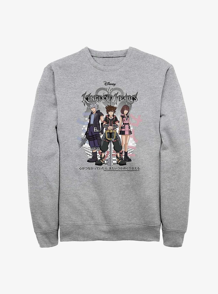 Disney Kingdom Hearts Sora Japanese Text Group Crew Sweatshirt