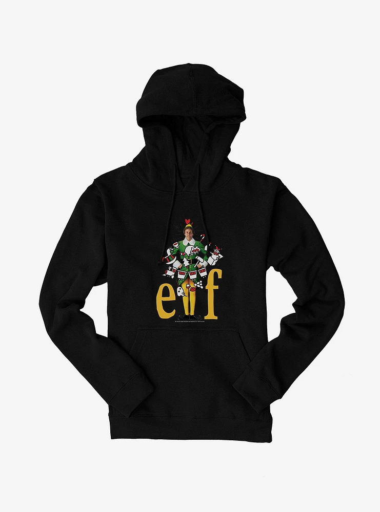 Elf Yellow Logo With Holiday Icons Hoodie