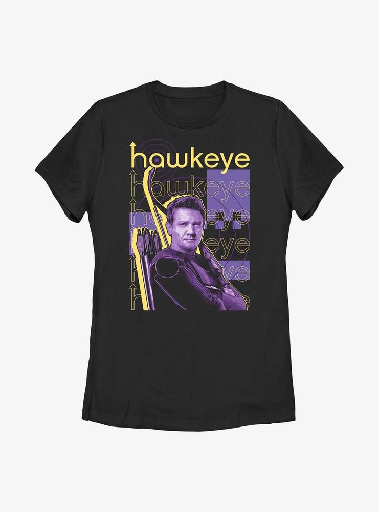 Marvel Hawkeye Stacked Hero Womens T-Shirt