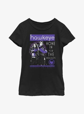 Marvel Hawkeye Hone For The Holidays Poster Youth Girls T-Shirt