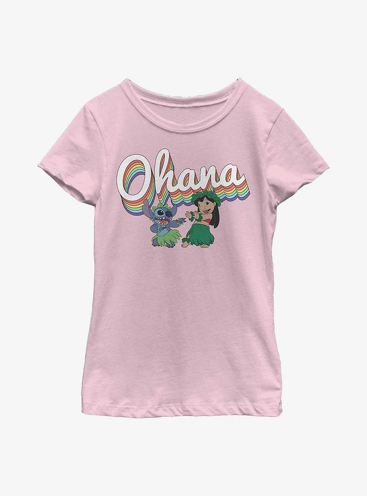Disney Lilo & Stitch Rainbow Ohana Youth Girls T-Shirt