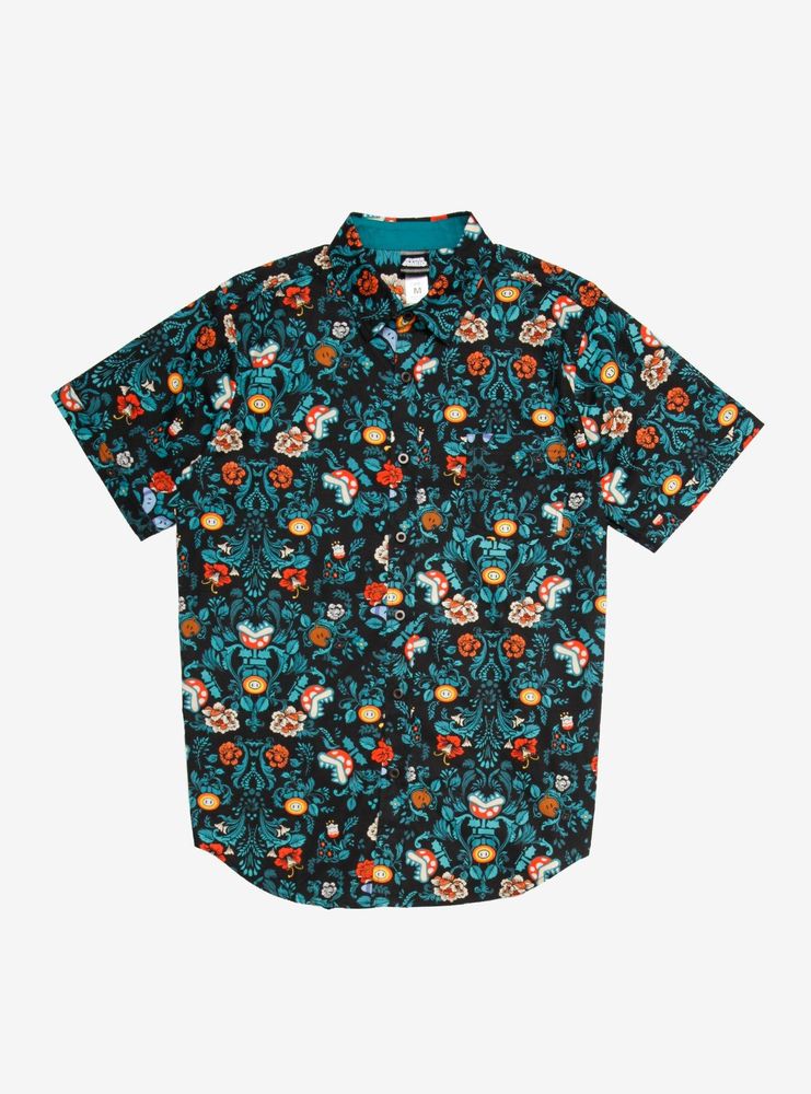 Nintendo Super Mario Bros. Floral Icons Woven Button-Up