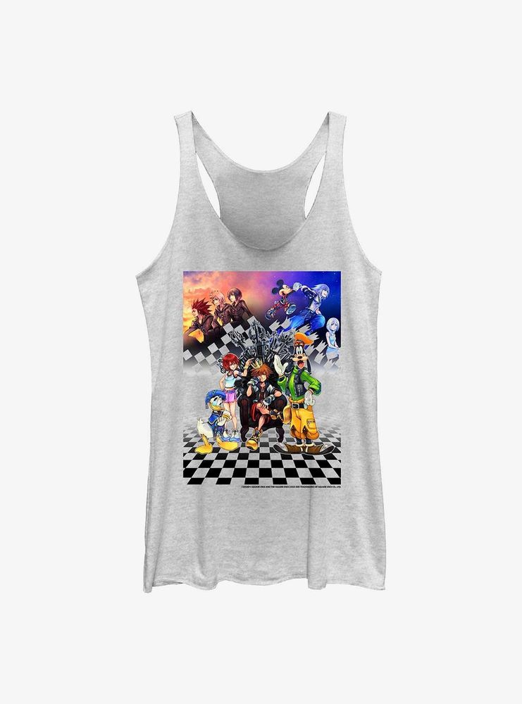 Disney Kingdom Hearts Checkered Group Womens Tank Top