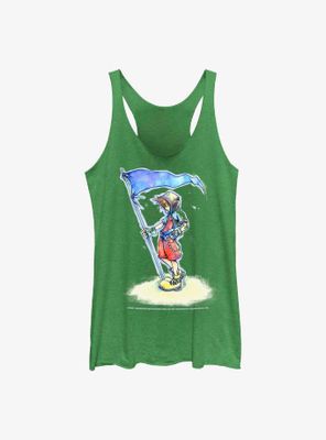 Disney Kingdom Hearts Sora With Flag Womens Tank Top