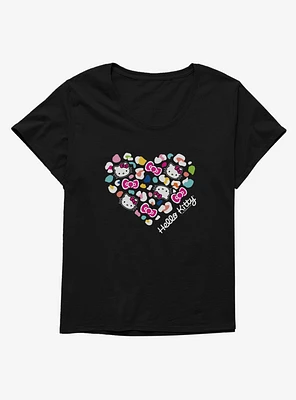 Hello Kitty Jungle Paradise Spotted Heart Girls T-Shirt Plus