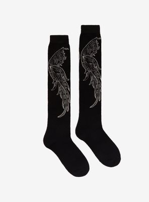 Black & White Fairy Wings Knee-High Socks