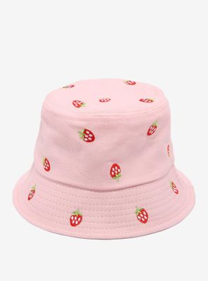 Embroidered Strawberry Bucket Hat