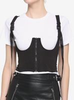 Black Underbust Corset Girls Crop T-Shirt