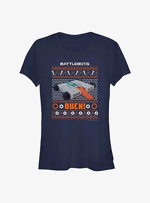 BattleBots Duck! Ugly Holiday Girls T-Shirt