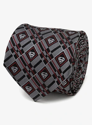DC Comics Superman Geometric Gray Silk Tie