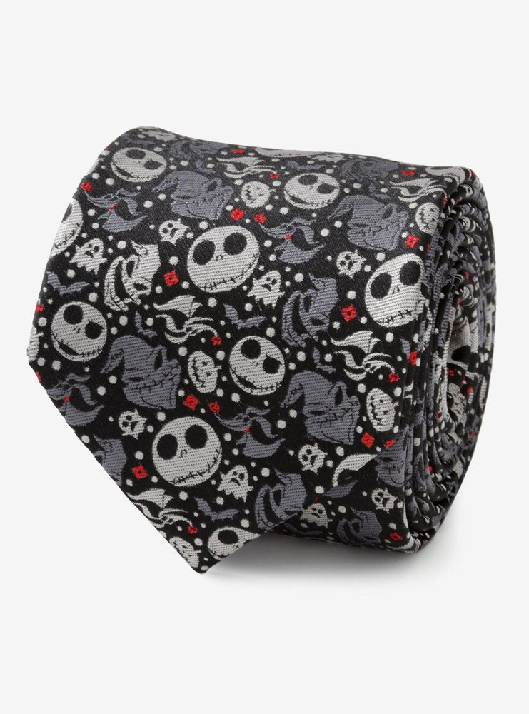 Disney The Nightmare Before Christmas Black Grey Pattern Tie