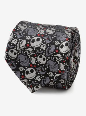 Disney The Nightmare Before Christmas Black Grey Pattern Tie