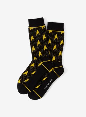 Star Trek Yellow Delta Shield Black Socks