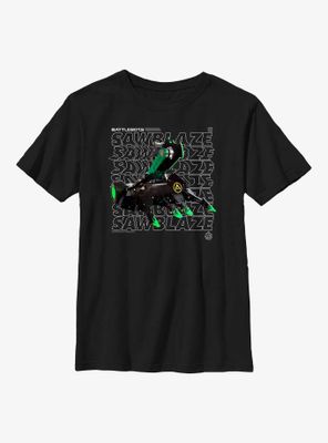 BattleBots Sawblaze Hero Stack Text Youth T-Shirt