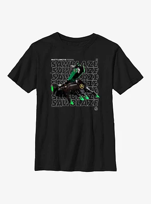 BattleBots Sawblaze Hero Stack Text Youth T-Shirt