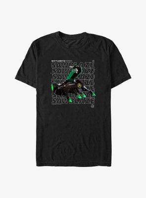 BattleBots Sawblaze Hero Stack Text T-Shirt