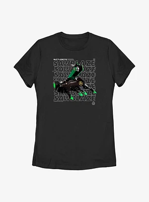 BattleBots Sawblaze Hero Stack Text Womens T-Shirt
