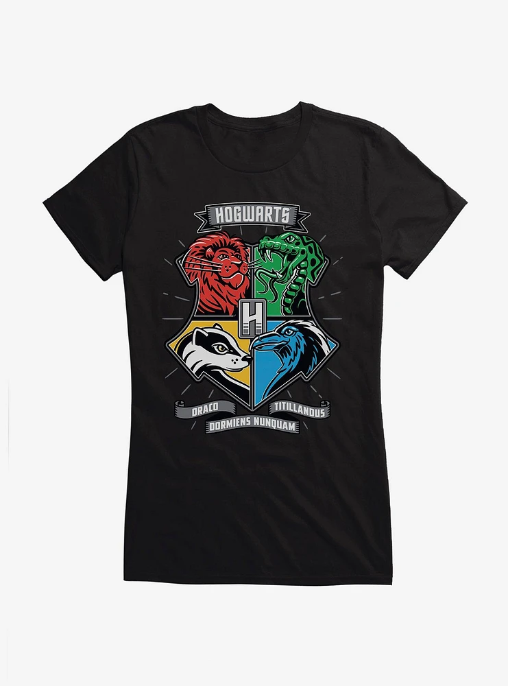 Harry Potter Hogwarts Houses Patch Art Girls T-Shirt