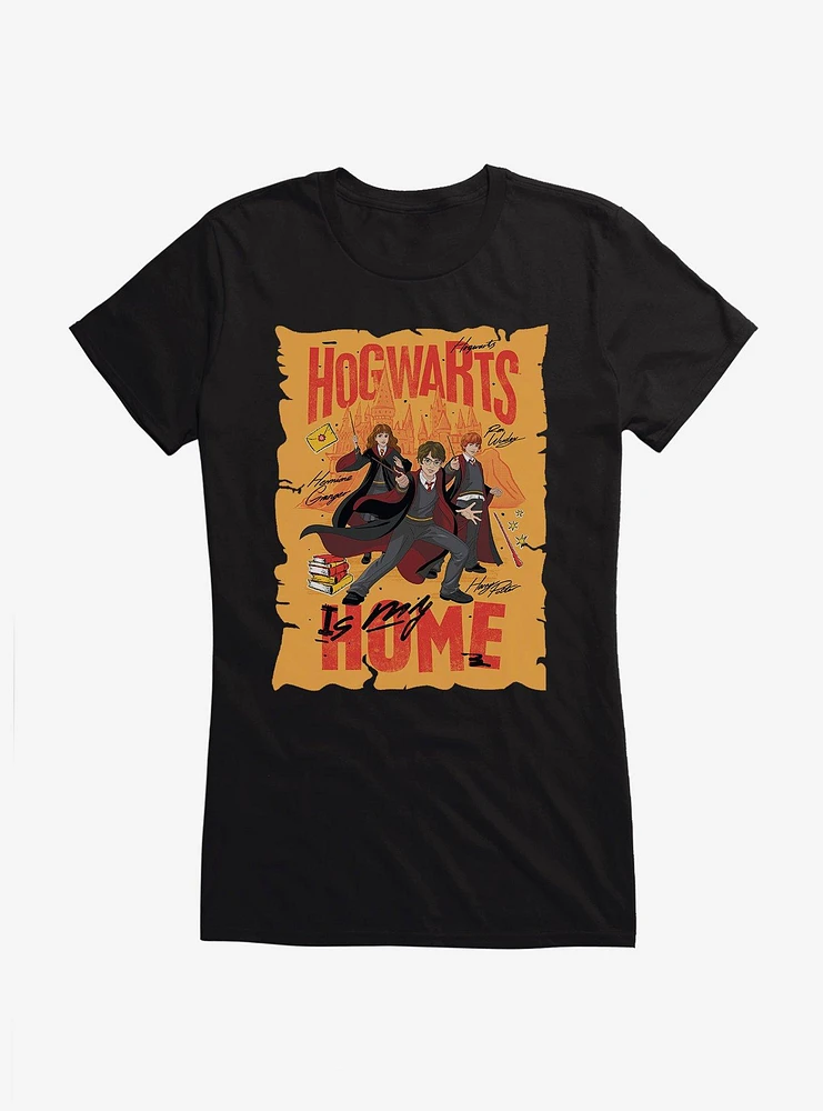 Harry Potter Hogwarts Is My Home Bright Art Girls T-Shirt
