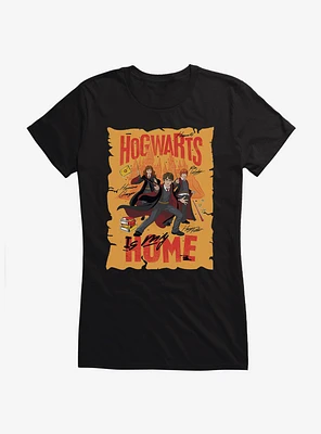 Harry Potter Hogwarts Is My Home Bright Art Girls T-Shirt