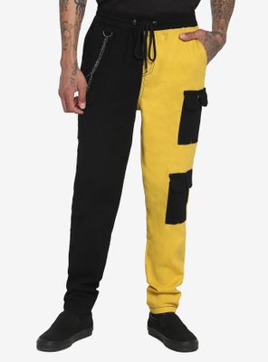 Black & Yellow Split Jogger Pants