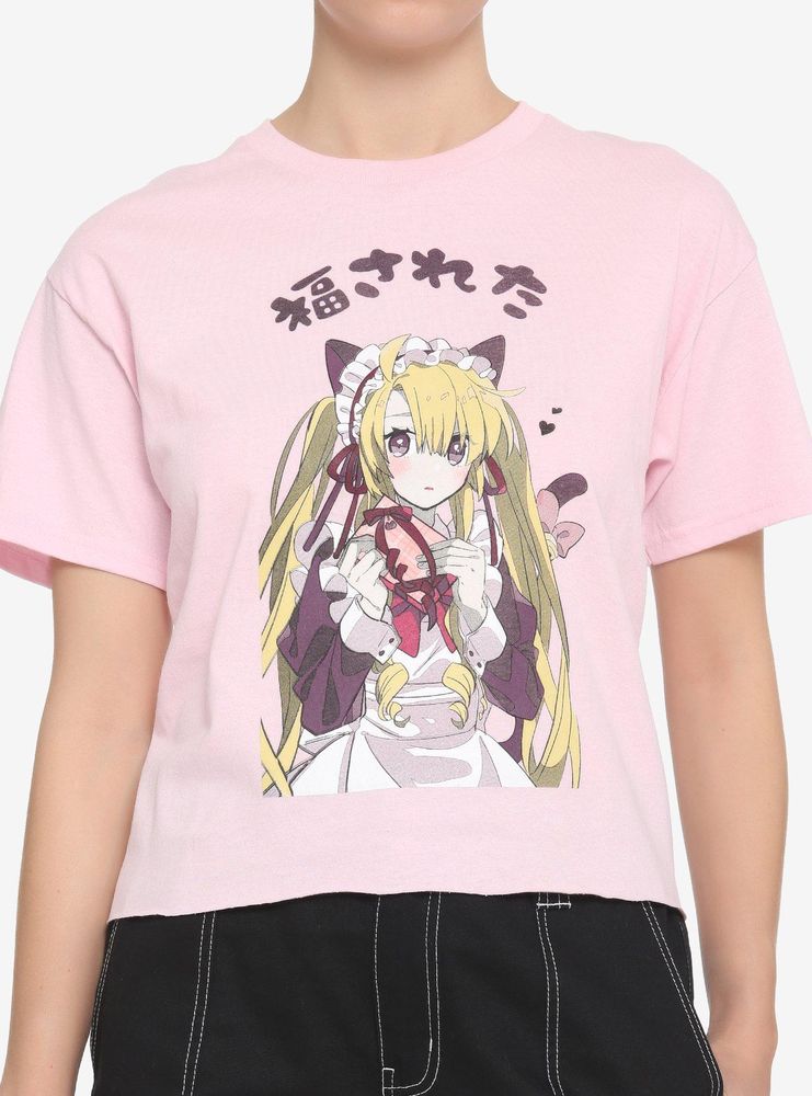 Anime Maid Boyfriend Fit Girls Crop T-Shirt