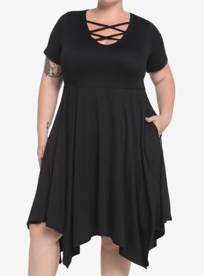 Black Strappy Neckline Dress Plus