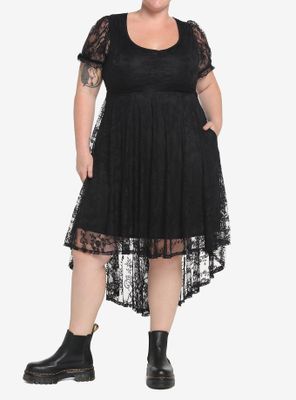 Black Lace Hi-Low Dress Plus