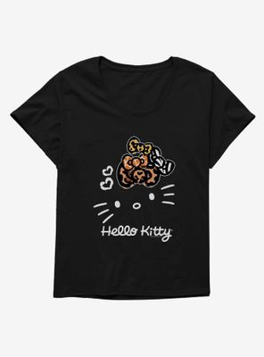 Hello Kitty Jungle Paradise Stencil Outline Womens T-Shirt Plus