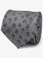 Disney Lady and the Tramp Dog Print Grey Tie