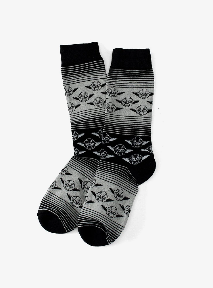 Star Wars Yoda Grey Black Ombre Stripe Socks