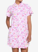 Hello Kitty And Friends Pastel Collage Button-Up Dress