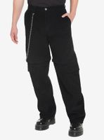 Black Corduroy Zip-Off Carpenter Pants