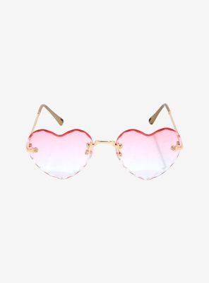 Pastel Ombre Pink Textured Heart Sunglasses