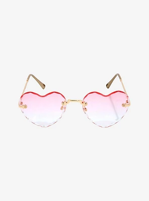 Pastel Ombre Pink Textured Heart Sunglasses
