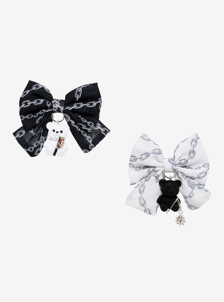 Hot Topic Black & White Bear Chain Contrast Hair Bow Set | Bramalea City  Centre