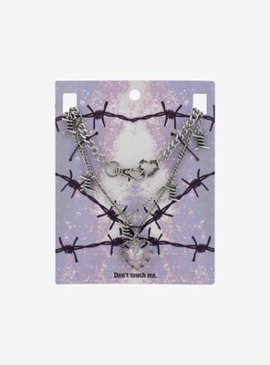 Barbed Wire Heart Necklace Set