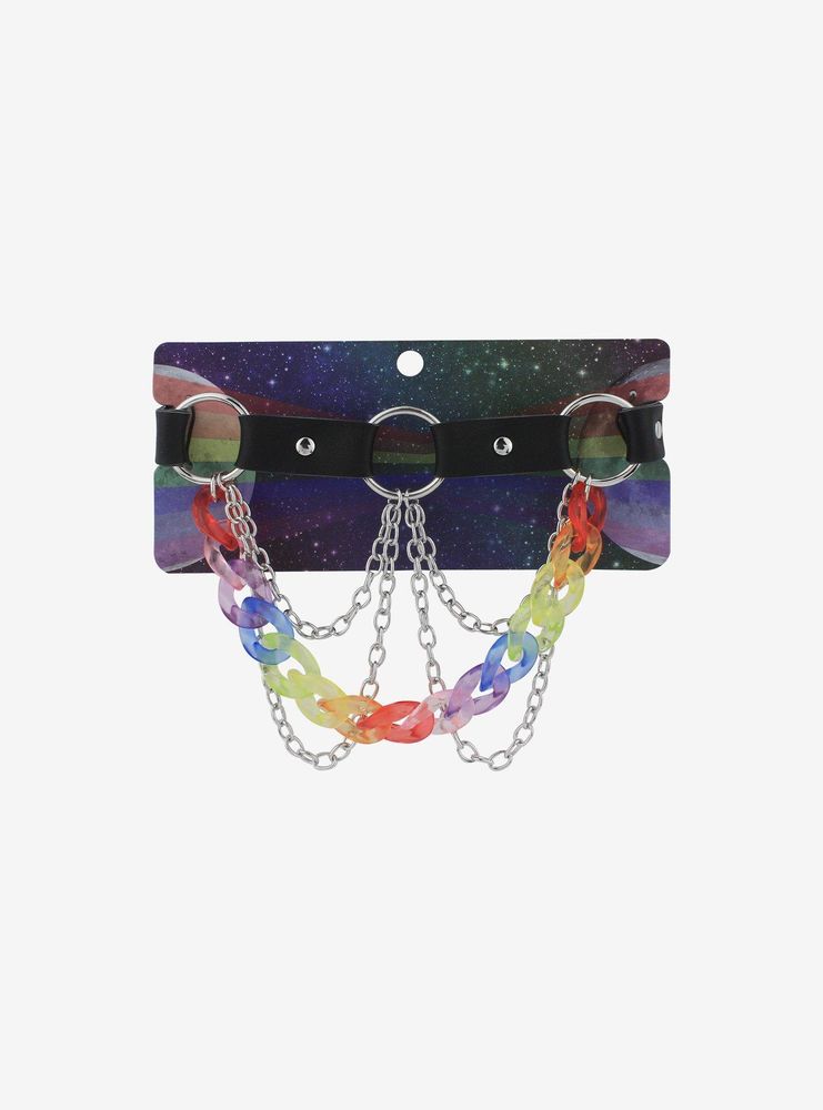 Rainbow Chunky Chain O-Ring Choker