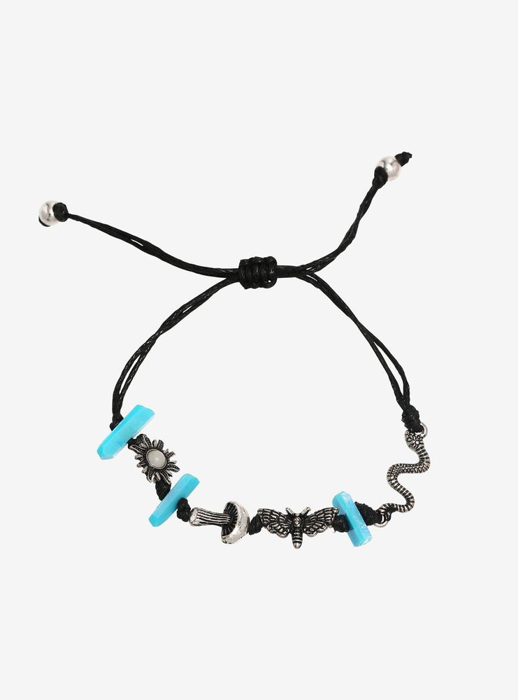 Blue Crystal Mystical Charms Cord Bracelet