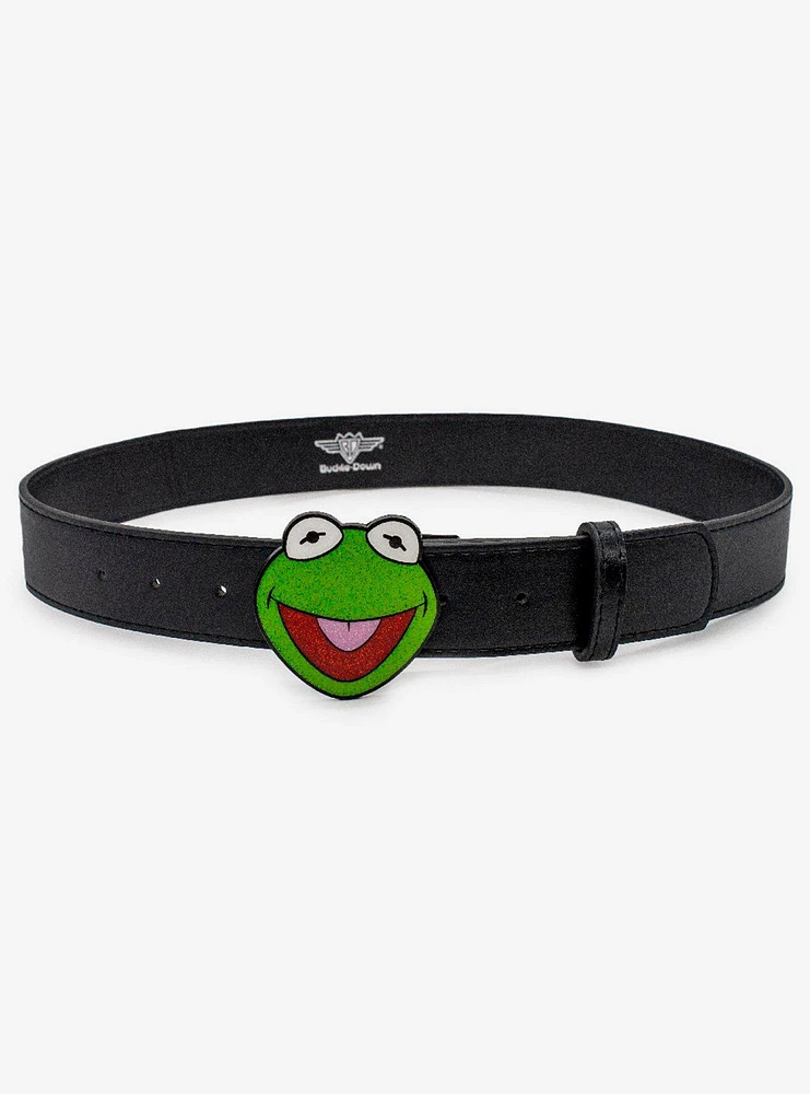 Disney The Muppets Kermit Glitter Enamel Buckle Vegan Leather Belt