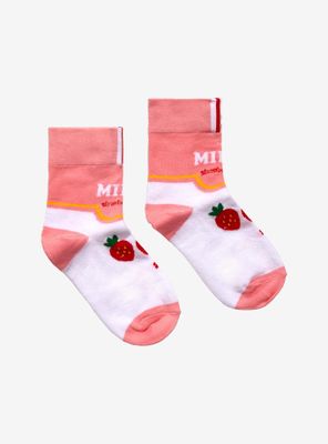 Strawberry Milk Bear Straw Ankle Socks