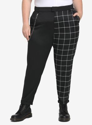 Minie Pants  High Waisted Tailored Split Leg Pants in Black and White  Check  Showpo