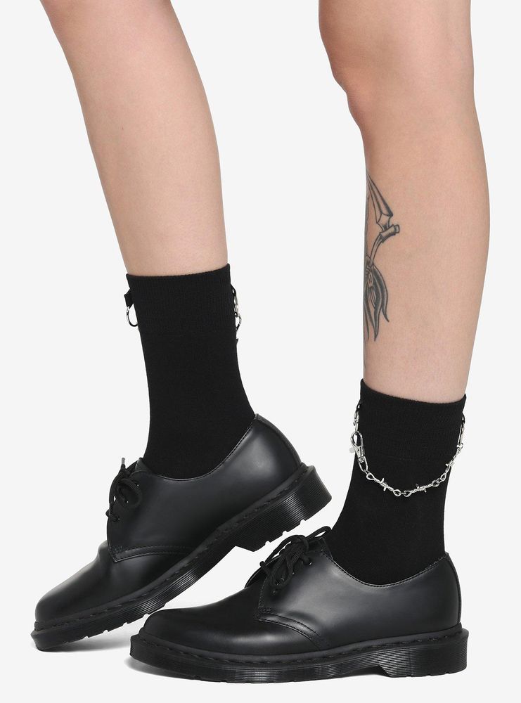 Black Barbed Wire Chain Ankle Socks