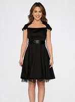 Black Cap Sleeve Swing Dress