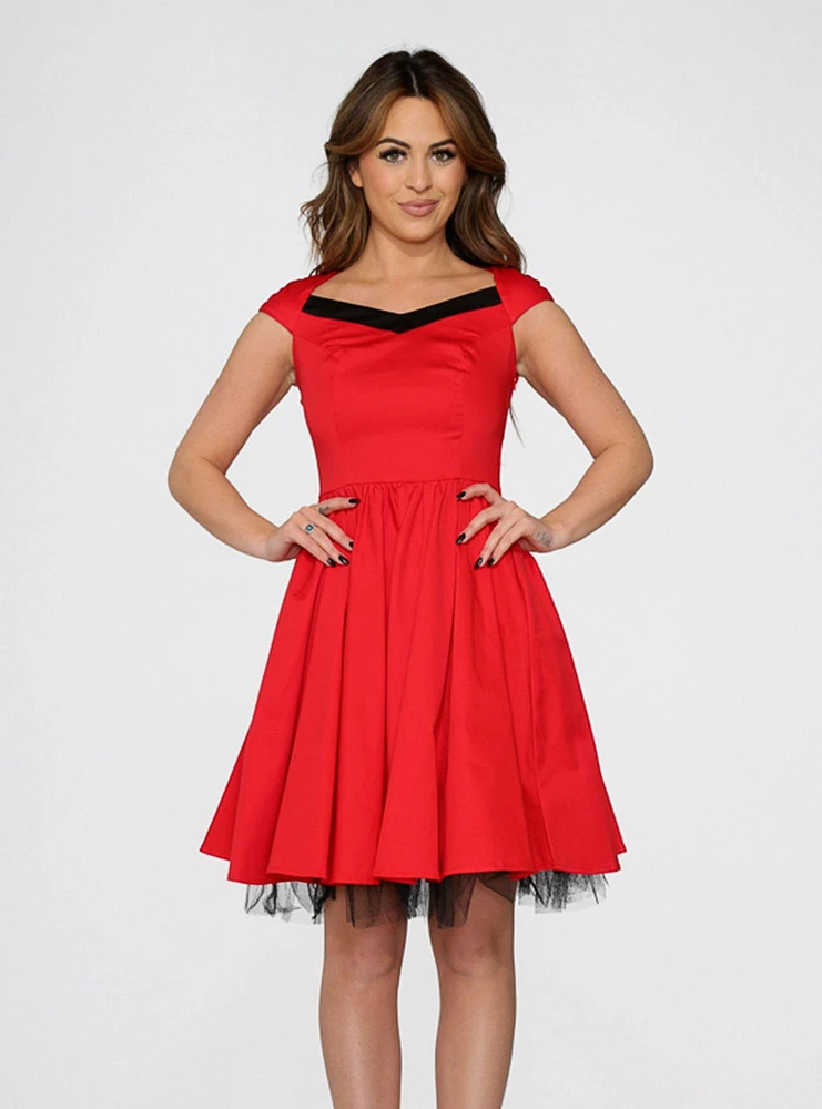 Retro Red Tulle Swing Dress