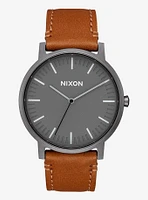 Porter Leather Gunmetal Charcoal Taupe Watch