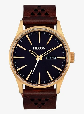 Sentry Leather Gold Indigo Brown Watch