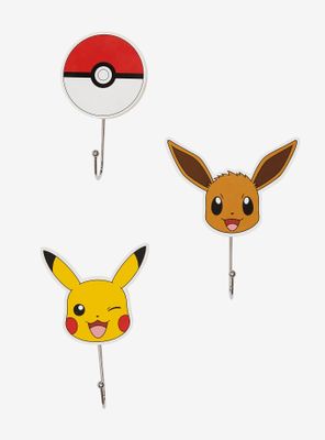 Pokémon Pikachu Eevee & Poké Ball Wall Hook Set