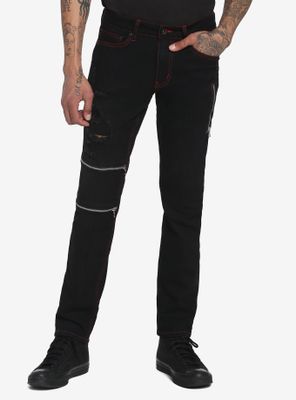 Black Zipper Skinny Jeans