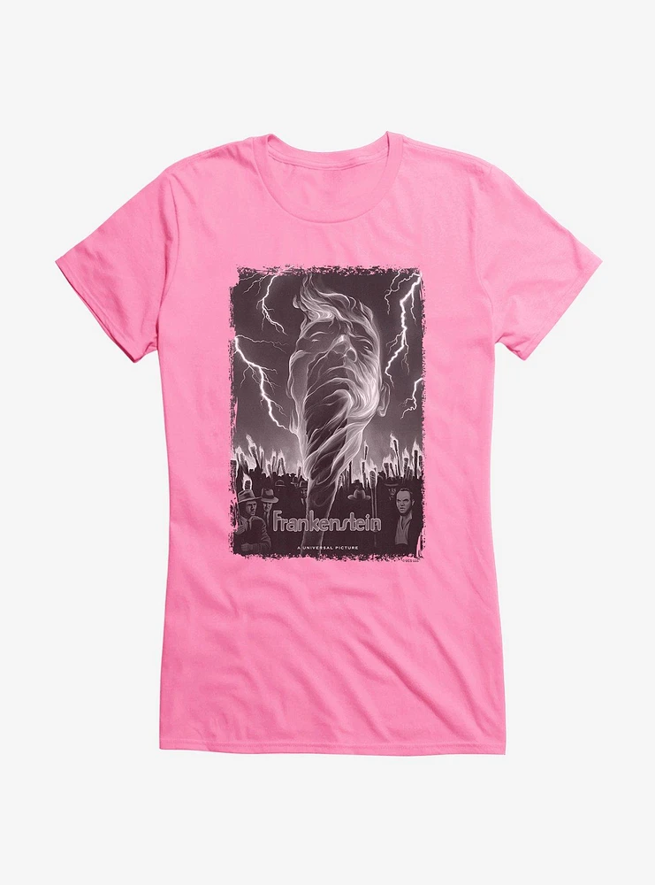 Frankenstein Black & White Lightning Girls T-Shirt